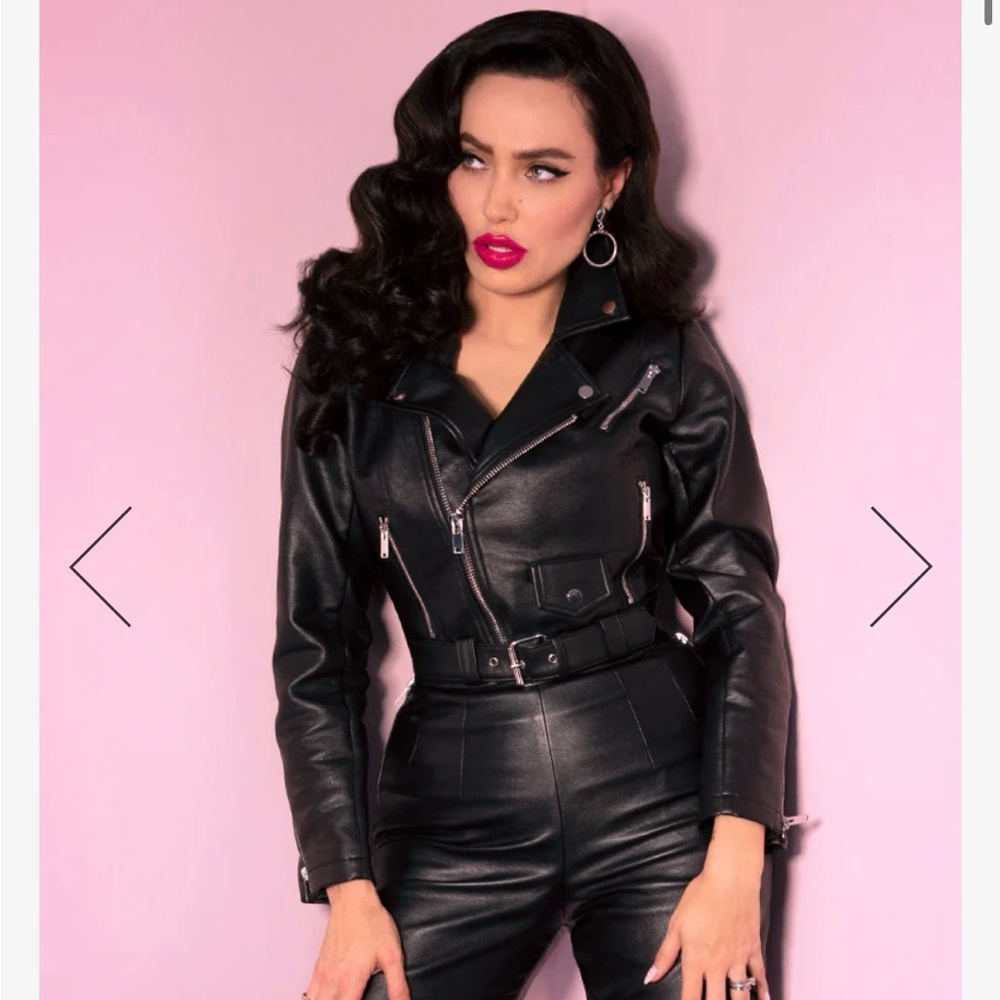 Vixen by Micheline Pitt faux leather motorcycle jacket